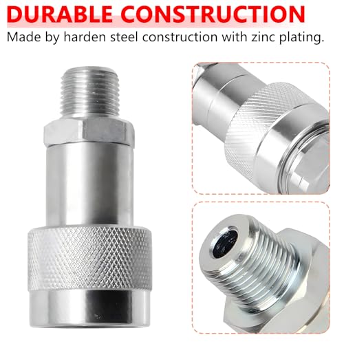 Image of 3 /8 inch NPT 10000 PSI Hydraulic Quick Coupler Set | Heavy-Duty Carbon Steel Quick Disconnect Couplings for Enerpac C-604, Parker 3000 Series | Includes Male & Female Plugs with Dust Caps