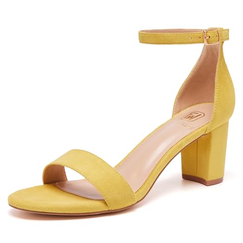 FW FRAN WILLOR Women Open Toe Low Chunky Short Heels Block Heel Sandals