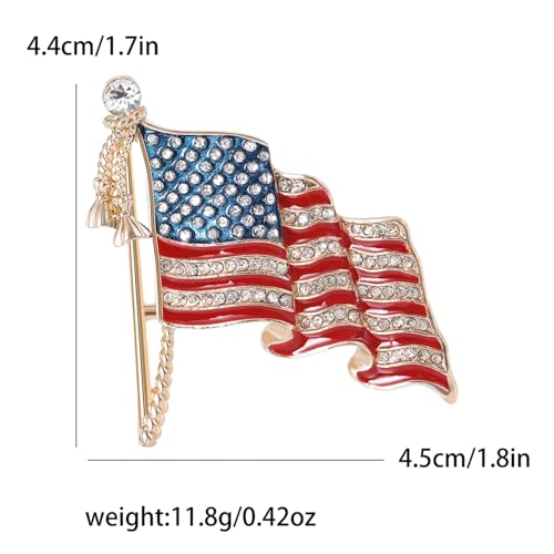 Image of Rhinestone Bowknot USA Flag Brooch Pin for Women Fashion Crystal 4th of July American Patriotic Medal Blue Red Brooches Independence Memorial Day Jewelry