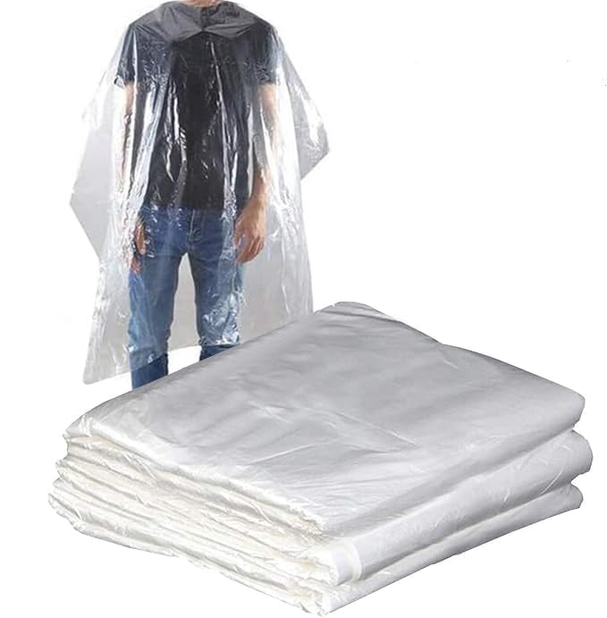 ROTKUSZ 100PCS Capa Peluquería Profesional Desechable, 120 * 90 cm, Impermeable, Peluquería Con Oreja Gorro, para Peinados, Cortes y Teñidos