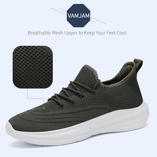 Image of VAMJAM Men's Running Shoes Slip On Walking Shoes Non Slip Lightweight Workout Breathable Gym Sneakers Fashion Mesh Sneakers