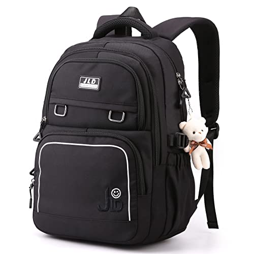 Mochila Escolar Feminina Juvenil Grande Reforçada 15,6 polegadas Mochila Casual para Estudantes do Ensino Médio (Preto)