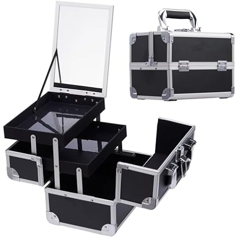 Frenessa Lockable Vanity Case with Mirror Cover