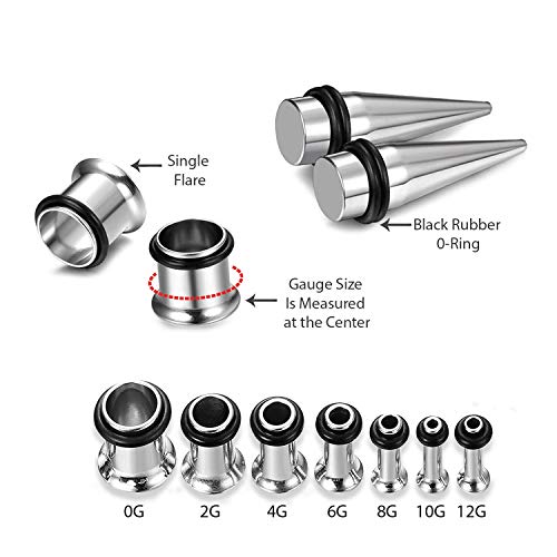 BodyJ4You 28PC Ear Stretching Kit - Beginner Gauges 12G-0G Starter Set - Surgical Steel Tapers Single Flare Plugs Tunnels - Women Eyelet Mens Earrings Expander Piercing Jewelry2