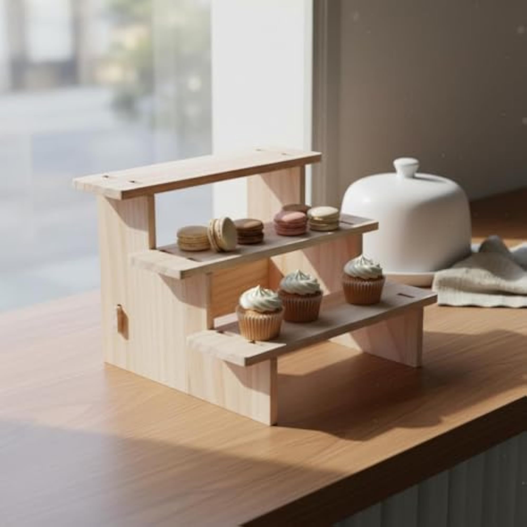 Multi-Functional 4 Tier Wooden Display Stand for Collectibles