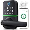Keypad Smart Door Lock with Handle: Kucacci Keyless Entry Fingerprint Lock – Digital Code Handle with Keypad – Electronic Smart Knob for Front Door – Deadbolt Alternative with App – Easy Installation