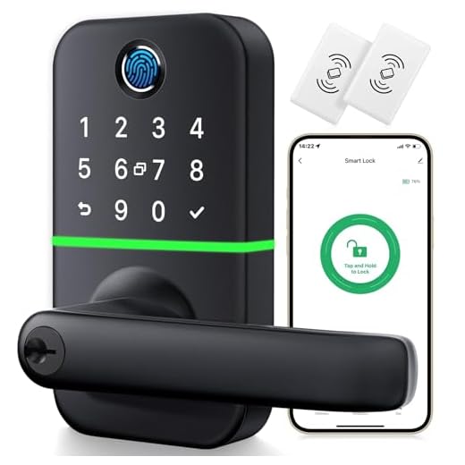 Keypad Smart Door Lock with Handle: Kucacci Keyless Entry Door Lock - Digtal Door Lock with Keypad - Fingerprint Door Lever Lock Deadbolt Alternative - IP66 Waterproof Wi-Fi Smart Lock for Front Door