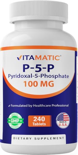 Vitamatic P5P 100 mg (Pyridoxal-5-Phosphate) – Active Form of Vitamin B6 – Energy & Nervous System Support – Non-GMO, Gluten-Free – 240 Tablets