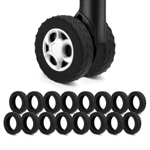 UMUST 16Pcs Luggage Wheel Covers,Silicone Suitcase Wheel Cover for 2-2.4'' Spinner Wheel, Carry On Luggage Wheels Protector,Upgrade Suitcase Wheels Protective,Essential Travel Accessories(Black)