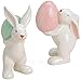 Produktbild matches21 Osterhasen mit großem Glitzer-Ei Keramik Figuren weiß/rosa & Mint Osterdeko Keramikfiguren 2er Set sort 14 cm