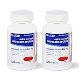 Docusate Sodium Extra Strenght 250 mg 200 Softgels for Gentle, Reliable Relief from Occasional Constipation 100 Softgels per Bottle Pack of 2 Bottles