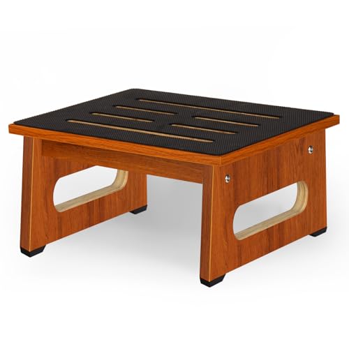 Image of One Step Stool for Bed, Wooden Step Stool with Non-Slip Feet, 450 LBS Capacity Stepping Stool for Adults Seniors, Bedside Steps for High Beds, Bathroom Kitchen Bedroom, Easy to Assemble, Rustic Brown