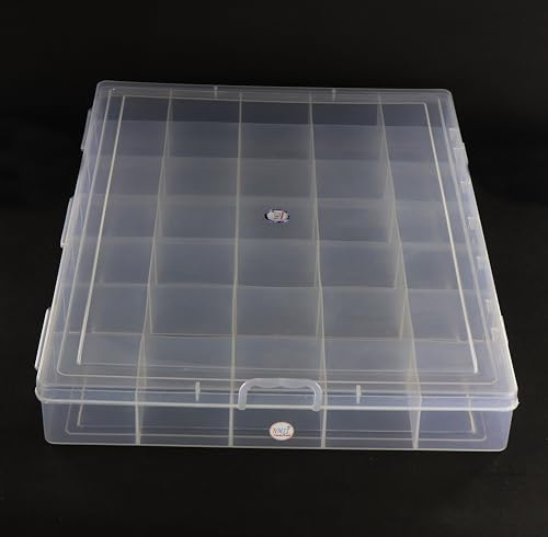 Image of NMII Multipurpose Plastic Storage Box with Partitions | Transparent Organizer with Secure Lid | Ideal for Stationery, Craft Supplies, Tools, and Jewellery, Accessories | Lightweight-(35 Partitions)