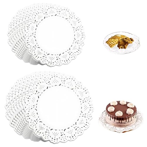 XUZOPIM Napperon Papier Dentelle,Napperon Rond,300 Feuilles Pour Les Mariages, Les Anniversaires, Les Gâteaux, Les Desserts, La Vaisselle Et Autres Décorations Alimentaires 3,5 Pouces Et 4,5 Pouces