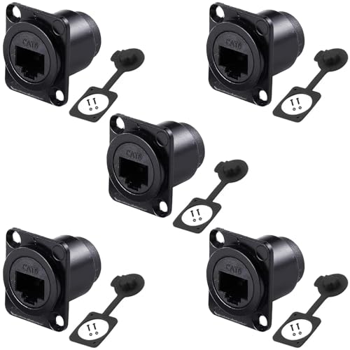 Connecteur RJ45 CAT6 de type D avec coupleur 8P8C étanche pour panneau, lot de 5