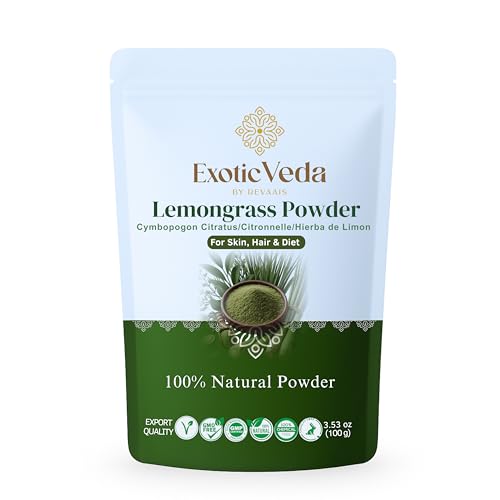 Exotic Veda Lemongrass Powder 100g (3.53oz) | 100% Pure & Natural | Non-GMO, Vegan & Gluten-Free |...