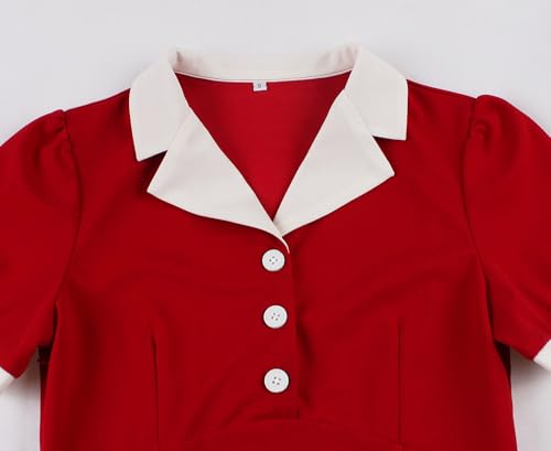 Wellwits Women's Color Block Button up Work Party Vintage Blazer Dress3