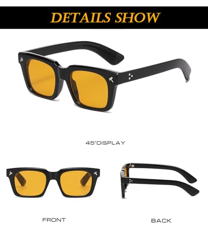Image of EYLRIM Trendy Square Sunglasses for Men Women Square Frame Sun Glasses with Hammer Shaped Rivet Design