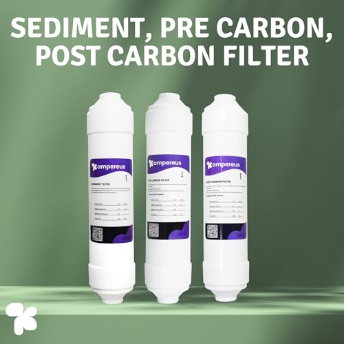 Image of AMPEREUS RO Water Filter Kit | Pre Carbon, Post Carbon, Sediment Filter & 80 GPD Membrane | Complete Replacement Filter Set for RO Water Purifiers - Clean & Safe Drinking Water