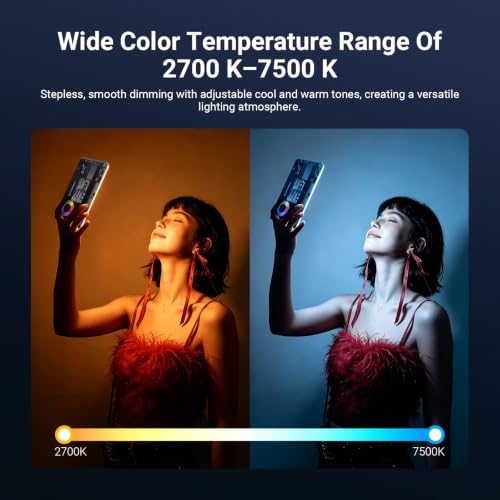 Image of NEEWER Basics RGB Video Light, 9W 2700K-7500K Portable Full RGB Colors 17 Scenes CRI97, 4000mAh Rechargeable Metal Small LED Camera Panel Lighting for DSLR Tripod Streaming Video Recording, SL90C
