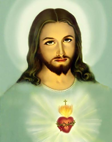 Hispanic WorldSacred Heart of Jesus Blue – Sagrado Corazon de Jesus Azul Print Picture Poster (8x10)
