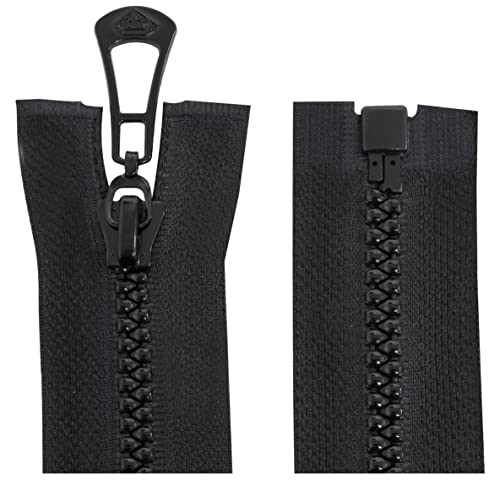 AERZETIX - C64116 - Juego de 2 Cremalleras inyectadas N°5 65cm autoblocante separable - tirador decorativo en metal - color negro - malla cursor mercería costura chaqueta