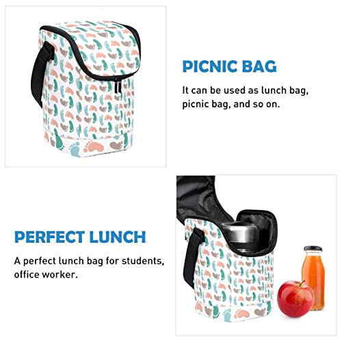 Bolsa de almuerzo con patrón de huellas evita derrames de comida 3