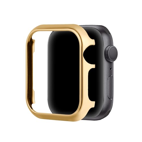 Case Metal Compatible with iWatch Series SE Gold Stainless Steel Protector Cases Scratch Resistant Bling Cover Shockproof Sleeve Compatible with Apple Watch 40mm Rugged Shell Bumper Series SE/6/5/4