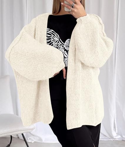 Image of PRETTYGARDEN Womens Oversized Cardigan Sweaters 2026 Fall Long Lantern Sleeve Knit Open Front Lightweight Sweater