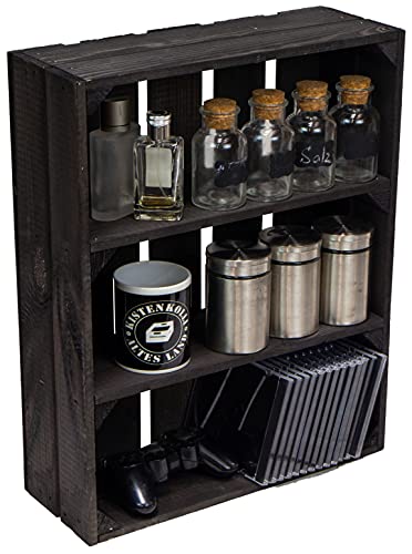 Kistenkolli Altes Land Flache Obstkiste Wilma weiß/Natur/geflammt/dunkel...