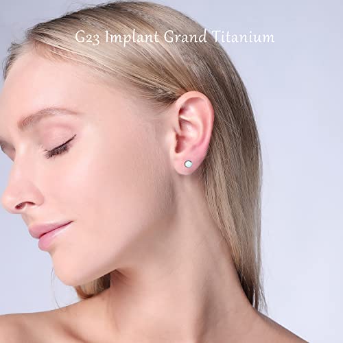 VOJO G23 Titanium Cubic Zirconia Opal Birthstone Tiny Stud