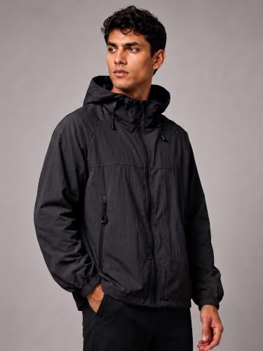 Image of CHKOKKO Windcheater Jacket For Men With Hood UPF 50+ UV Sun Protection | Lightweight Breathable Water-Repellent Windbreaker | Nylon Fabric Outdoor Running Biker Dailywear Jacket