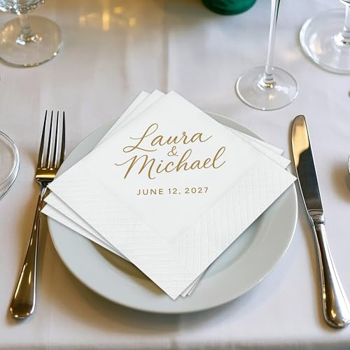 Servilletas de papel personalizadas para boda 6.5x6.5 in miniatura 5