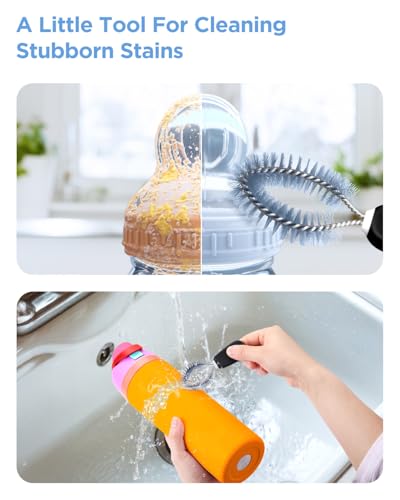 Image of EasyAcc Water Bottle Cleaner Brush, 4 Pack with 2 Long 15-Inch Brushes, Straw Cleaner & Mini Detail Tool for Owala, Stanley, Hydro Flask, YETI Tumblers, Mugs and Jars, Black