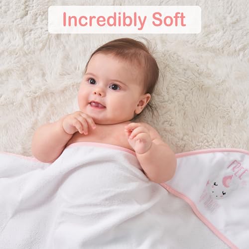 Image of Viviland Baby Towels and Wash Cloths Set - Hooded Towels, Face Towels, Burp Cloths or Wipes - Absorbent Bath Towels - 6-Pack, Size 28 x 28 Inch (Pink Unicorn)