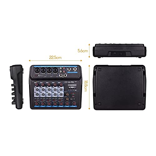 WanuigH Audio-mixer 6 kanalen audiomic BT USB mengconsole met geluidskaart ingebouwde 48 V fantoommaakt eenvoudige… - Image 7