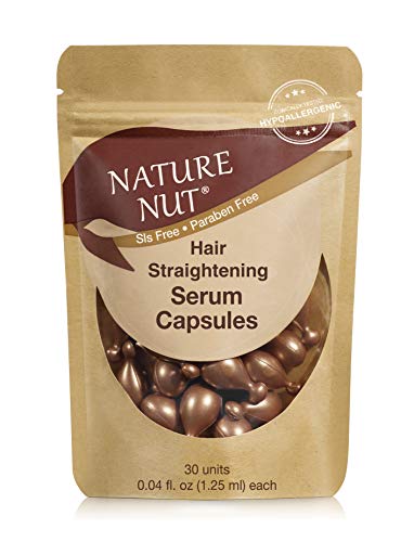 Nature Nut Hair Straightening Serum Capsules - Treatment for thermal hair straightening | 30 capsules | Shea and Argan