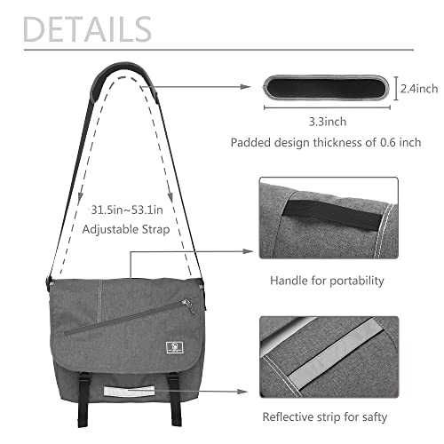 Oiwas 15.6 Inch Messenger Bag For Men/Women Crossbody Travel Satchel Bags Laptop Shoulder Bag Large Briefcase Computer Work College Grey #TOP3