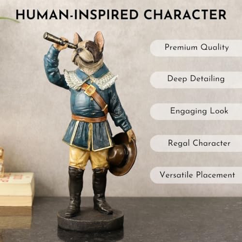 Image of ARMONIA Decorative French Bulldog Figurine, Royal Blue Attire, Telescope Design, Regal Character Statue | Showpiece Figurine Idol for Home Decor Gift,New Year Gift,Christmas Decoration & Housewarming