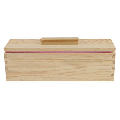 Semoic Molde de Silicona de jabon Hecho a Mano DIY - Molde de jabon Rectangular con Caja de Madera y Tapa de Madera - Rosa + Madera, 900 ML