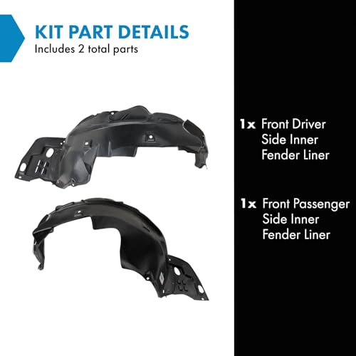 Image of TRQ Front Inner Fender Liner Set Compatible with 2013-2015 Honda Civic HO1248143 HO1248168 HO1248169 HO1249143 HO1249168 HO1249169