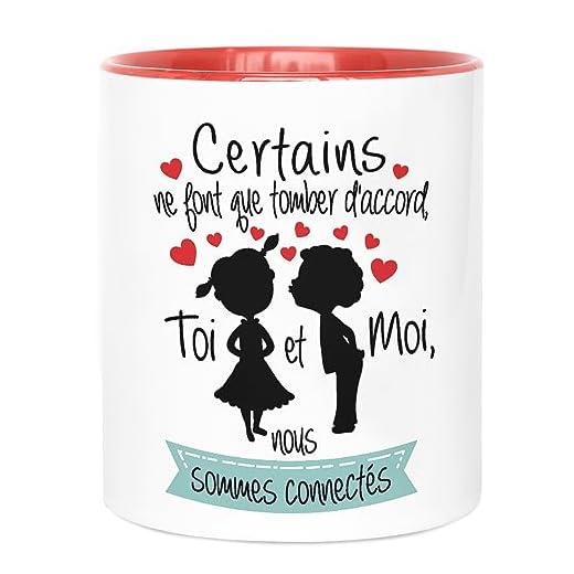 Nos pensées-Tasse avec Message Romantique-Cadeau Original pour la Saint-Valentin