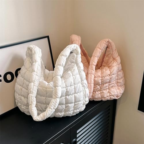 Quilted Puffer Large Shoulder Crossbody for Women Nylon Hobo Pleated Padded Handbag and Purses Lightweight3