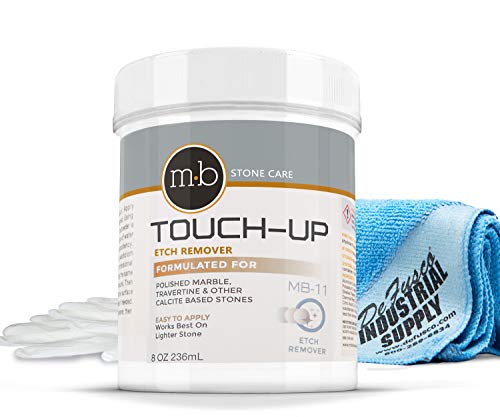 MB-11 Marble Polishing Powder with Microfiber Cloth and Gloves - Spot Polish Water Stains Rings or Etches to Restore Marble Travertine Limestone or Onyx