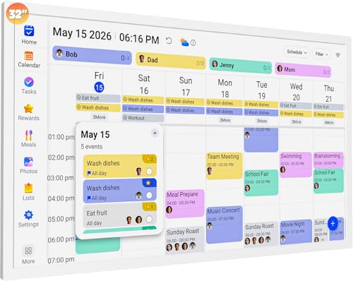 Image of 32 inch Digital Calendar Electronic-eCalendar WhiteBoard-Wall-Planner- Digital-Frame Touchscreen, Star Reward, Sync Online via APP, Meal Planner, No Subscription Chore Chart, Wall Mount, Gifts for Mom Dad