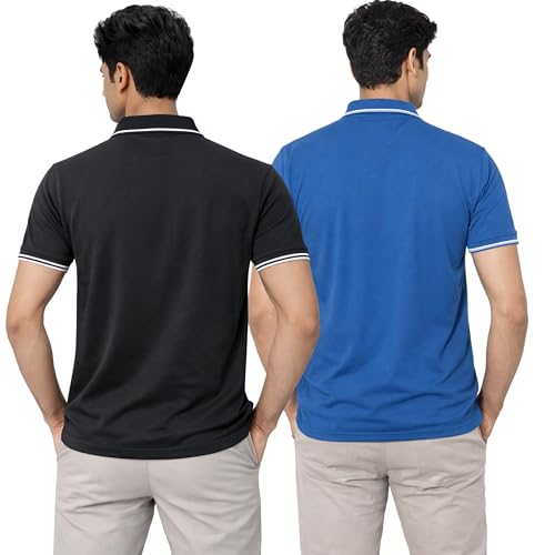Image of Hangout Hub Men's Polo T Shirt | Solid | Plain Regular Fit Tees|Collar T-Shirts|Half Sleeves|Set of 1 & 2|HH.MP.MAR