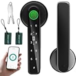 5 in 1 Smart Fingerprint Door Lock, Advanced Automatic Digital Handle with APP/Fingerprint/IC Card/Code/Keys, High-Security Electronic Locks for Modern Home/Office, Black