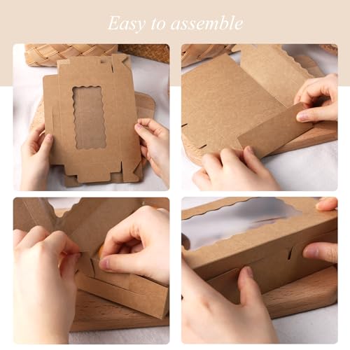Johouse HJOH2771 20Pcs Cookie Boxes With Window, 7 Inchx4.3 Inchx1.5 Inch Brown Bakery Boxes Treat Boxes thumb #5