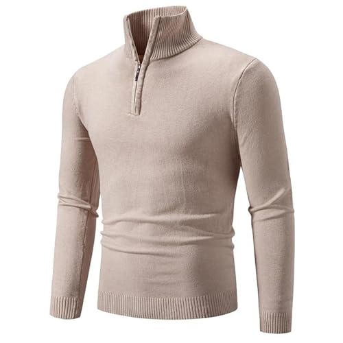 Men'S Sweater Half-Zip Pullover Winter Warm Turtleneck Long Sleeve Knitted Sweater Solid Color Top2
