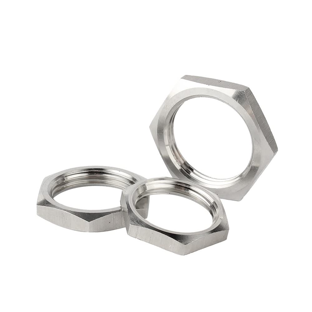 SINEKY5pcs/lot 304 Stainless Steel Hex Lock Nut Pipe Fitting M8 M10 M12 M14 M16 M18 M20 M22 M24 M25- M40 Pitch 1mm 1.5mm Metric Female (Color : M18x1x22x4 (5pcs))